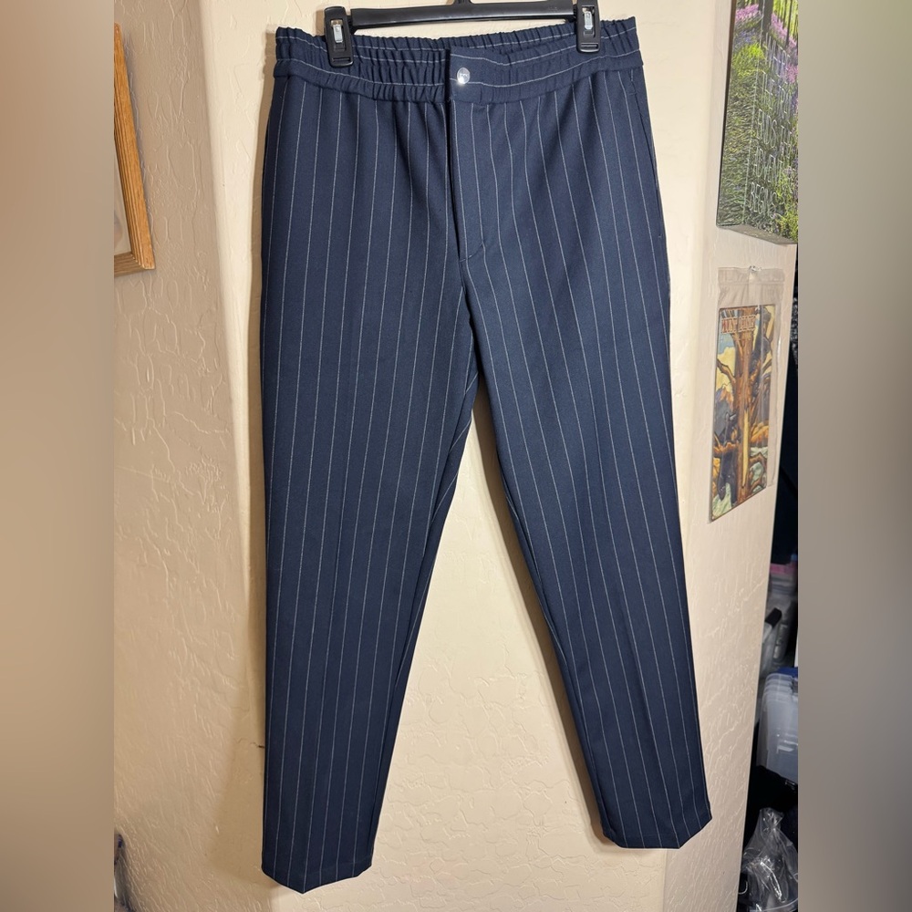 Men's Navy Pinstripe Pants